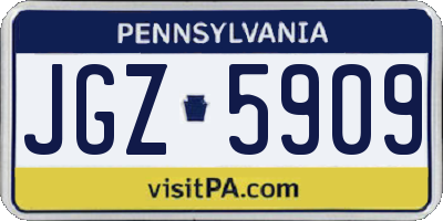 PA license plate JGZ5909