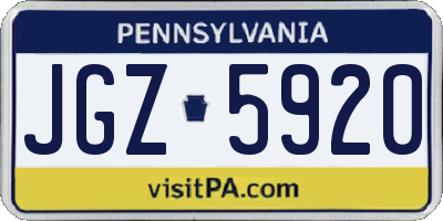 PA license plate JGZ5920