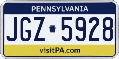 PA license plate JGZ5928