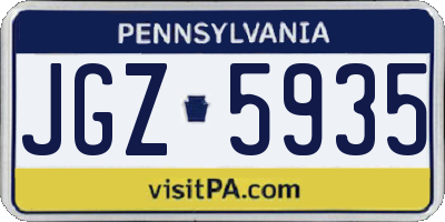 PA license plate JGZ5935