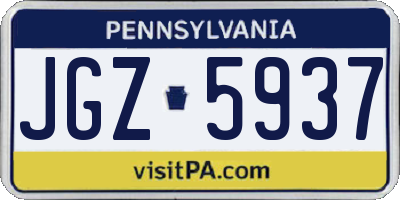 PA license plate JGZ5937