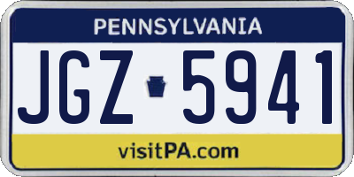 PA license plate JGZ5941