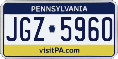 PA license plate JGZ5960