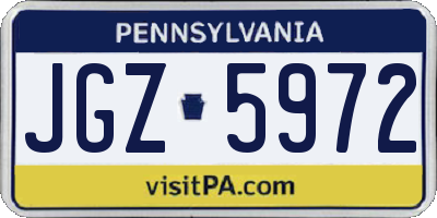 PA license plate JGZ5972