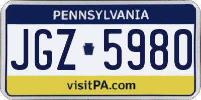 PA license plate JGZ5980