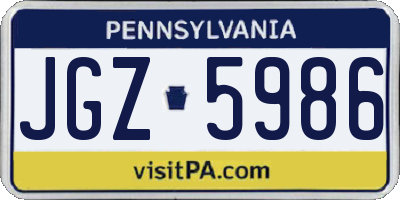 PA license plate JGZ5986
