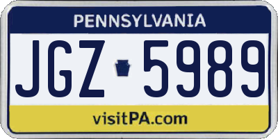 PA license plate JGZ5989