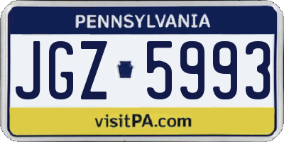 PA license plate JGZ5993
