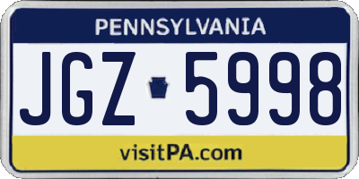 PA license plate JGZ5998