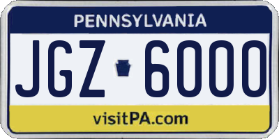 PA license plate JGZ6000