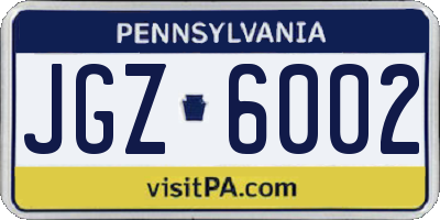 PA license plate JGZ6002