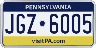 PA license plate JGZ6005