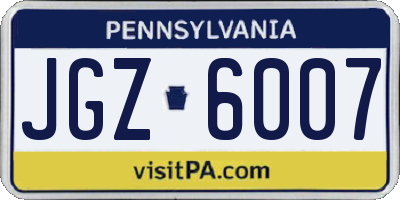 PA license plate JGZ6007