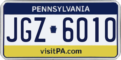 PA license plate JGZ6010