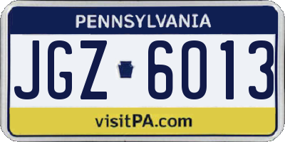 PA license plate JGZ6013