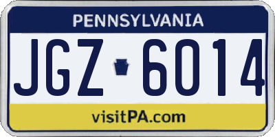 PA license plate JGZ6014