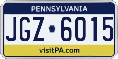 PA license plate JGZ6015