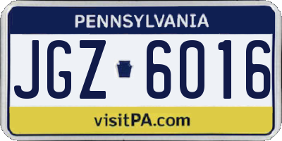 PA license plate JGZ6016