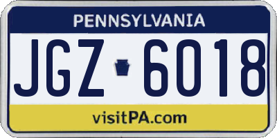 PA license plate JGZ6018