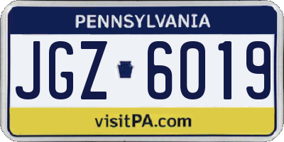 PA license plate JGZ6019