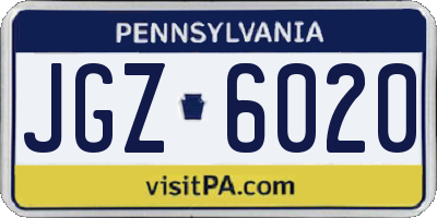PA license plate JGZ6020