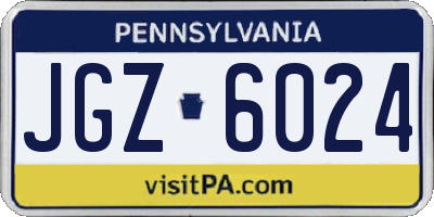 PA license plate JGZ6024