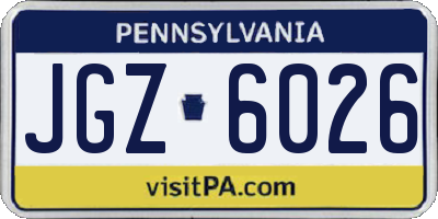 PA license plate JGZ6026