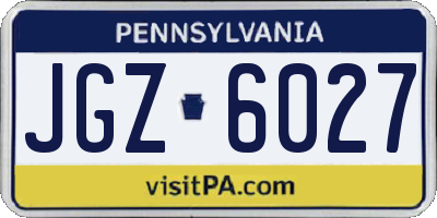 PA license plate JGZ6027