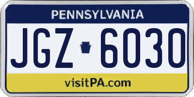 PA license plate JGZ6030