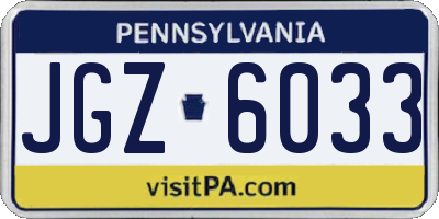 PA license plate JGZ6033