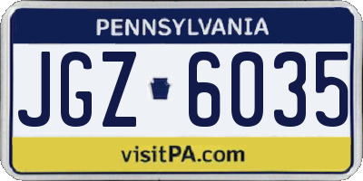 PA license plate JGZ6035