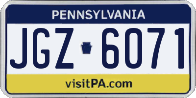 PA license plate JGZ6071