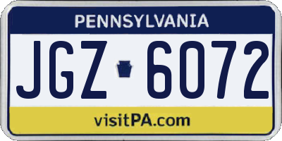 PA license plate JGZ6072