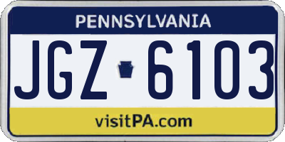 PA license plate JGZ6103