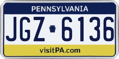 PA license plate JGZ6136