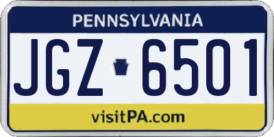 PA license plate JGZ6501