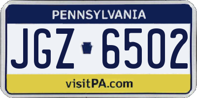 PA license plate JGZ6502