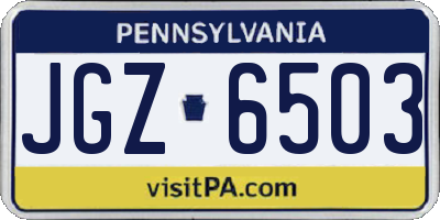 PA license plate JGZ6503