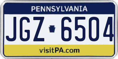 PA license plate JGZ6504