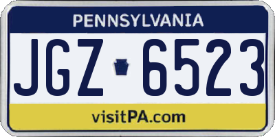 PA license plate JGZ6523
