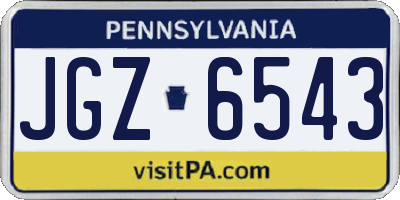 PA license plate JGZ6543
