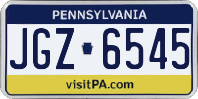 PA license plate JGZ6545