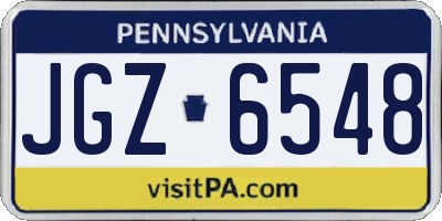 PA license plate JGZ6548