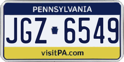 PA license plate JGZ6549