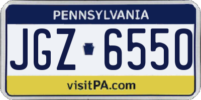 PA license plate JGZ6550