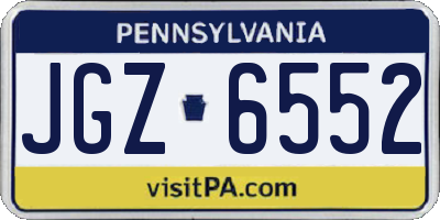 PA license plate JGZ6552