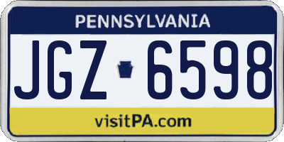 PA license plate JGZ6598