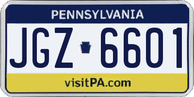 PA license plate JGZ6601