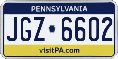 PA license plate JGZ6602