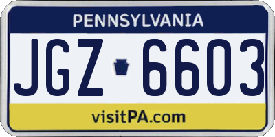 PA license plate JGZ6603